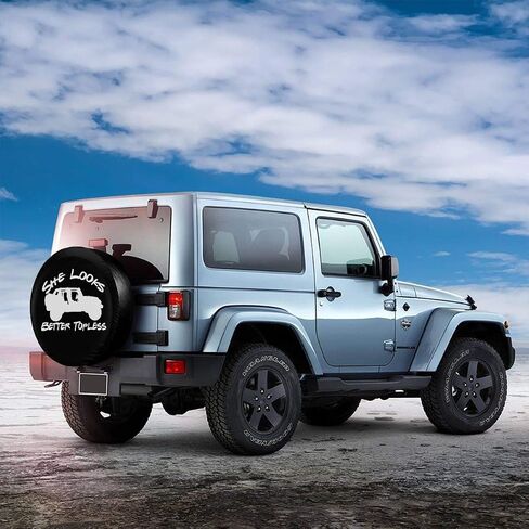 Spare Tire Covers She Looks Better Topless Universal Waterproof Sun Protector Dust - Proof Wheel Covers for Jeep, Trailer, RV, SUV, Truck, Camper and Other Vehicle 14 15 16 17 Inch in Saudi Arabia