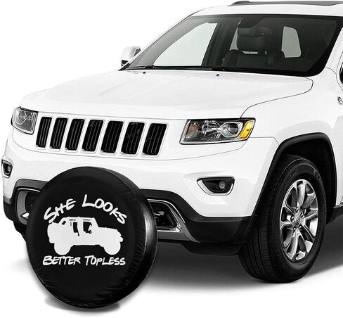 Spare Tire Covers She Looks Better Topless Universal Waterproof Sun Protector Dust - Proof Wheel Covers for Jeep, Trailer, RV, SUV, Truck, Camper and Other Vehicle 14 15 16 17 Inch in Saudi Arabia