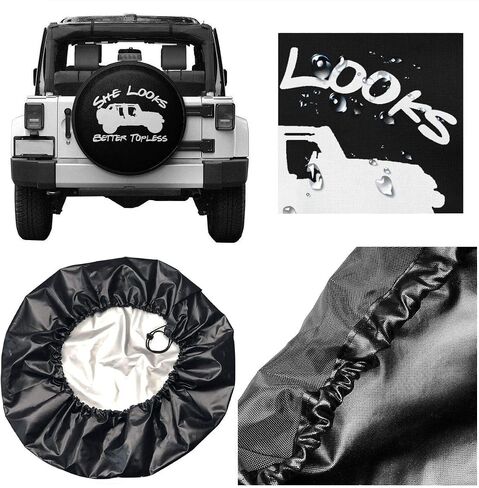 Spare Tire Covers She Looks Better Topless Universal Waterproof Sun Protector Dust - Proof Wheel Covers for Jeep, Trailer, RV, SUV, Truck, Camper and Other Vehicle 14 15 16 17 Inch in Saudi Arabia
