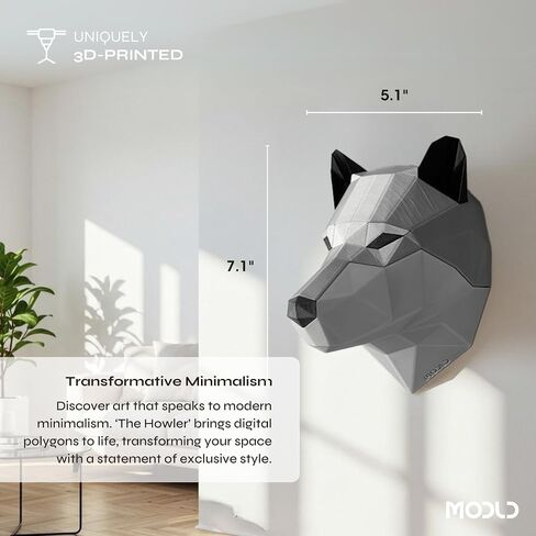 Modld "The Howler" - Sculpture Wolf Wolf 3D | فن الحيوانات الحديثة الفن للمنزل والمكاتب ديكور | فكرة هدية فريدة in Saudi Arabia