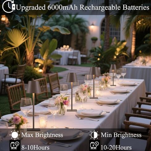 2 Pack Cordless Table Lamp-5500mAh Rechargeable Lamp,Waterproof Led Table Lights for Outdoor Patio/Restaurant/Dinner Table/Kitchen Counter/Dining,Mini Rechargable Battery Operated Tabletop Lamps in Saudi Arabia