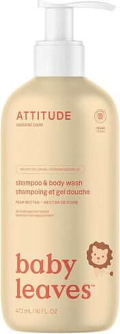 ATTITUDE 2-in-1 Shampoo and Body Wash for Baby, EWG Verified, Dermatologically Tested, Made with Naturally Derived Ingredients, Vegan, Unscented, 16 Fl Oz (Pack of 6) in Saudi Arabia