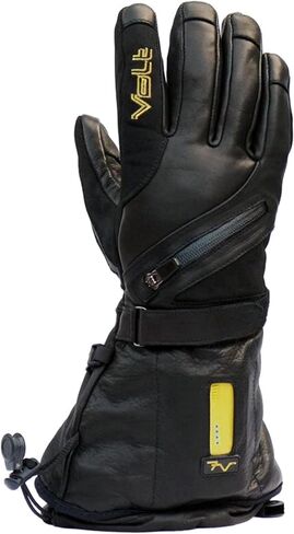 Titan 7v Waterproof Black Leather Battery Heated Gloves for Men - Rechargeable, 120g Insulation, Adjustable Wrist Strap - Winter Hand Warmers with Full Coverage for Outdoor Sport in Saudi Arabia