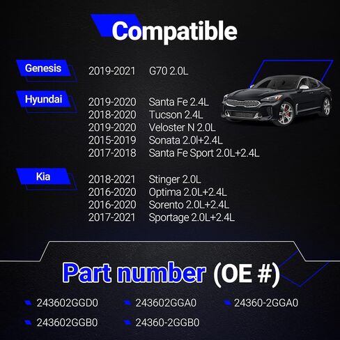 24360-2GGD0 VVT محرك متغير توقيت توقيت VVT مع مستشعر عمود الحدبات لعام 2016-2021 Hyundai Tucson/Santa Fe Kia Sorento/Sportage/Optima 2.0L 2.4L استبدال# 243602GGD0 243602GGA0 243602GGB0 in Saudi Arabia