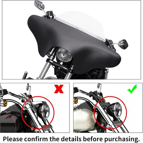 XMT-Moto Front Outer Batwing Fairing+الزجاج الأمامي+أجهزة الالتحام مناسبة لـ Yamaha v Star 1100 V-Star 650 Harley Dyna Softail Touring Honda Shadow Valkyrie Suzuki Boulevard ، Black Black+Vivid+Smoke in Saudi Arabia
