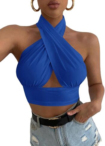 المرأة Rooscier مثير متقاطعة الرسن انقطاع أكمام عارية الذراعين كامي المحاصيل الأعلى in Kuwait