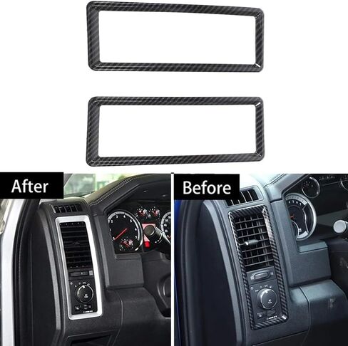 Carbon Fiber Car Front Air Conditioning AC Vent Outlet Trim Cover for Dodge for RAM 2010-2013 2014 2015 2016 2017 in Saudi Arabia