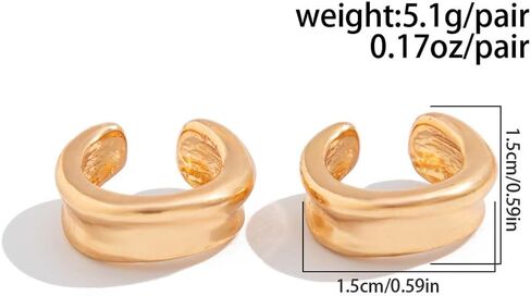 2Pcs Ear Cuffs Non Piercing Earrings for Women Dainty Gold Metal Huggige Hoops Cuff Cartilage Earring Trendy Fake No Pierced Statement Jewelry in Saudi Arabia
