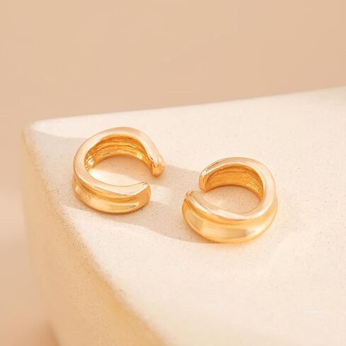 2Pcs Ear Cuffs Non Piercing Earrings for Women Dainty Gold Metal Huggige Hoops Cuff Cartilage Earring Trendy Fake No Pierced Statement Jewelry in Saudi Arabia