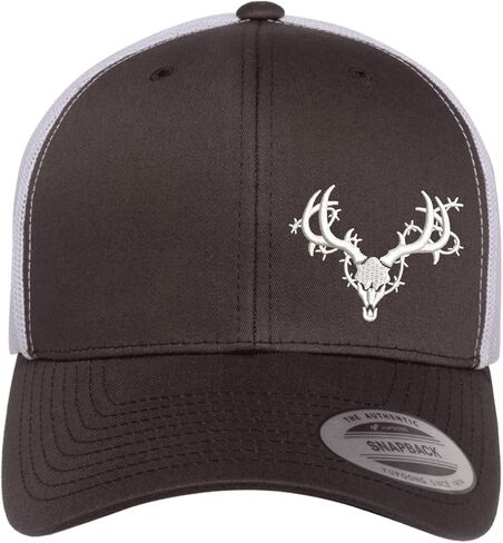 Deer Trucker Hat Adjustable Snapback Baseball Cap with Embroidered Barb Wire Deer Skull for Men & Women in Kuwait