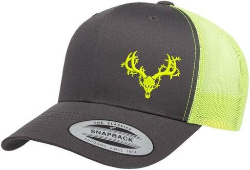 Deer Trucker Hat Adjustable Snapback Baseball Cap with Embroidered Barb Wire Deer Skull for Men & Women in Kuwait