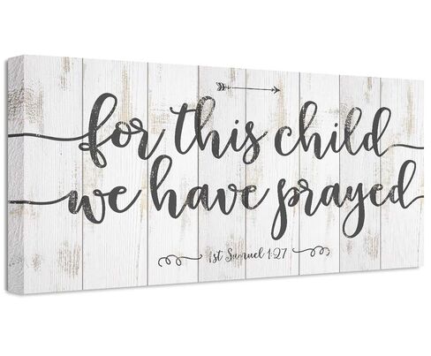 For This Child We Have Prayed - Great Nursery Bible Verse Decor, Farmhouse Christian Home Display, Scripture Baby Shower Newborn Gift for Boys and Girls, 12x24 Wood Style Look Stretched Canvas Art in Saudi Arabia