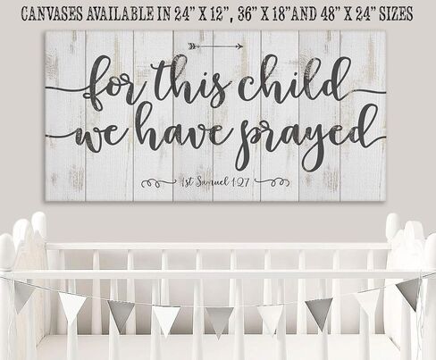 For This Child We Have Prayed - Great Nursery Bible Verse Decor, Farmhouse Christian Home Display, Scripture Baby Shower Newborn Gift for Boys and Girls, 12x24 Wood Style Look Stretched Canvas Art in Saudi Arabia