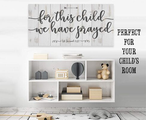 For This Child We Have Prayed - Great Nursery Bible Verse Decor, Farmhouse Christian Home Display, Scripture Baby Shower Newborn Gift for Boys and Girls, 12x24 Wood Style Look Stretched Canvas Art in Saudi Arabia