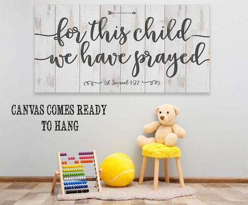 For This Child We Have Prayed - Great Nursery Bible Verse Decor, Farmhouse Christian Home Display, Scripture Baby Shower Newborn Gift for Boys and Girls, 12x24 Wood Style Look Stretched Canvas Art in Saudi Arabia