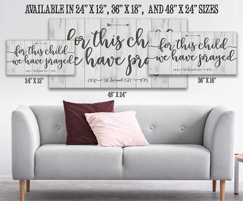 For This Child We Have Prayed - Great Nursery Bible Verse Decor, Farmhouse Christian Home Display, Scripture Baby Shower Newborn Gift for Boys and Girls, 12x24 Wood Style Look Stretched Canvas Art in Saudi Arabia