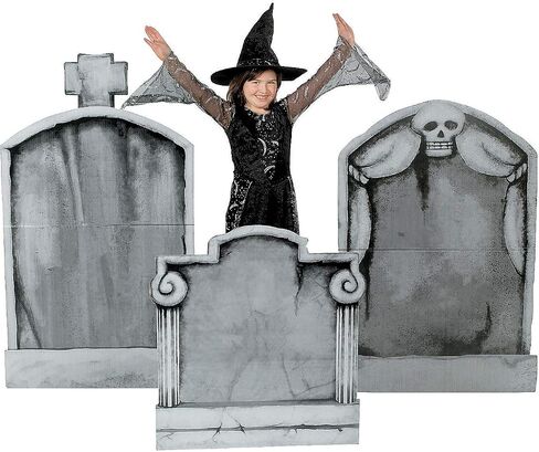 Cardboard Tombstone Graveyard Set - 3 Pieces, 4 Feet Tall - Halloween Cemetary Decorations in Saudi Arabia