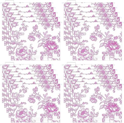 20 Pcs Blue Floral Decorative Hanging Letter Size Cute File Folders Designer Floral Folders File Organizer for Filing Cabinet Office Home with 1/5 Cut Adjustable Tabs in Kuwait