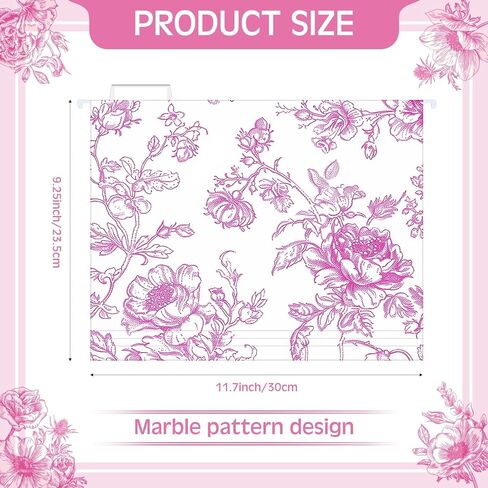 20 Pcs Blue Floral Decorative Hanging Letter Size Cute File Folders Designer Floral Folders File Organizer for Filing Cabinet Office Home with 1/5 Cut Adjustable Tabs in Kuwait