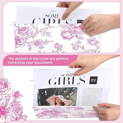 20 Pcs Blue Floral Decorative Hanging Letter Size Cute File Folders Designer Floral Folders File Organizer for Filing Cabinet Office Home with 1/5 Cut Adjustable Tabs in Kuwait