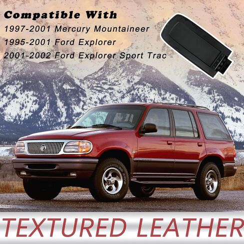 TQPONLY Center Console Armrest Leather Lid Cover | for Ford Explorer 1995-2001,Explorer Sport Trac 2001-2002 & Mercury Mountaineer 1997-2001 | Replaces 924-883 1L2Z-9806024-AAB (Dark Graphite) in Saudi Arabia
