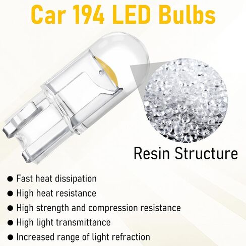 30 PCS Car 194 LED Bulbs, 168 2825 W5W T10 Wedge COB LED Replacement Bulb, 6000K License Plate Light Bulb, Error Free Interior Bulb for Dashboard Light, Dome Lights,License Plate Lights (Yellow) in Saudi Arabia