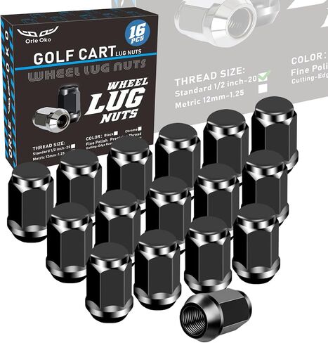 Golf Cart Wheel Lug Nuts for EZGO & Club Car,Stadnderd 1/2-20 Size,16 PCS Chrome Wheel Lug Nuts Suitable for Club Car & EZGO Golf Cart OEM# 1701160, 14723-G1, 1010984, 1701160 in Saudi Arabia