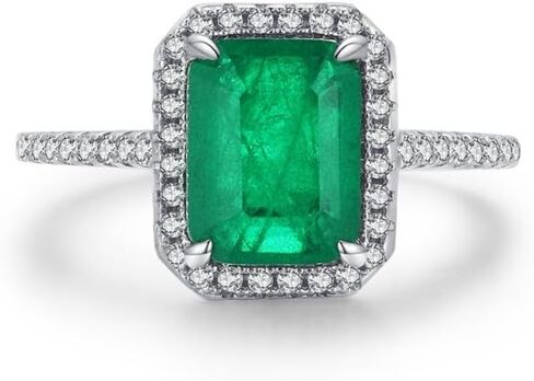 14K Gold Emerald Engagement Ring, Elegant Rectangle Design, Stylish Gift for Women for Any Occasions in Saudi Arabia