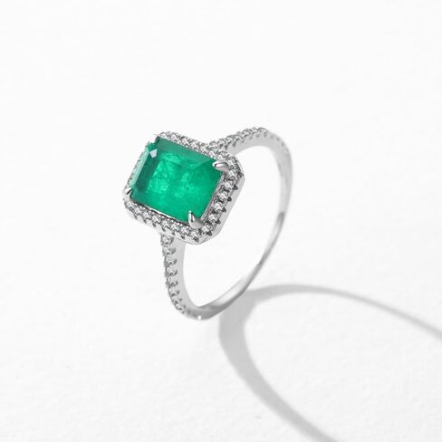 14K Gold Emerald Engagement Ring, Elegant Rectangle Design, Stylish Gift for Women for Any Occasions in Saudi Arabia