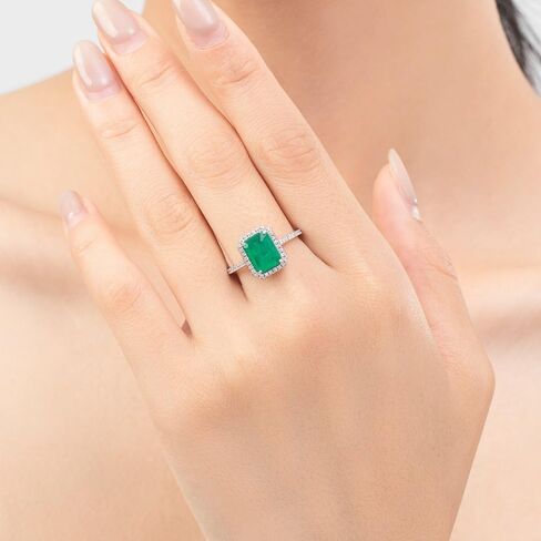 14K Gold Emerald Engagement Ring, Elegant Rectangle Design, Stylish Gift for Women for Any Occasions in Saudi Arabia