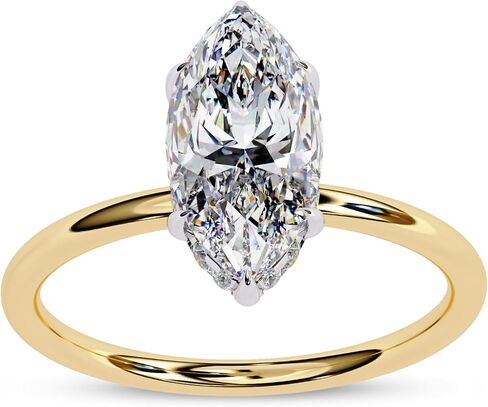Solitaire Wedding Engagement Ring for Women | Center 12x6mm Marquise Cut Lab Created Moissanite Stackable Band Promise Rings in 10K / 14K Solid Gold or 925 Sterling Silver Jewelry Gift for Her in Saudi Arabia