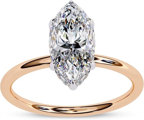 Solitaire Wedding Engagement Ring for Women | Center 12x6mm Marquise Cut Lab Created Moissanite Stackable Band Promise Rings in 10K / 14K Solid Gold or 925 Sterling Silver Jewelry Gift for Her in Saudi Arabia