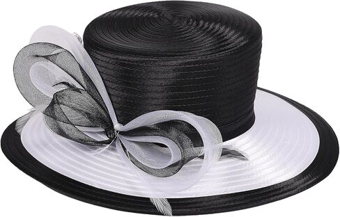 F Byvves Women Derby Church Dress Fascinator Cloche Hat Wide Brim Tea Party Wedding Wedding Wedding مع لهجة القوس in Kuwait