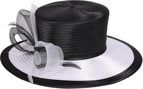 F Byvves Women Derby Church Dress Fascinator Cloche Hat Wide Brim Tea Party Wedding Wedding Wedding مع لهجة القوس in Kuwait