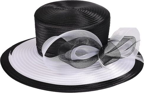 F Byvves Women Derby Church Dress Fascinator Cloche Hat Wide Brim Tea Party Wedding Wedding Wedding مع لهجة القوس in Kuwait