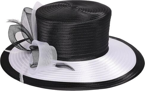 F Byvves Women Derby Church Dress Fascinator Cloche Hat Wide Brim Tea Party Wedding Wedding Wedding مع لهجة القوس in Kuwait