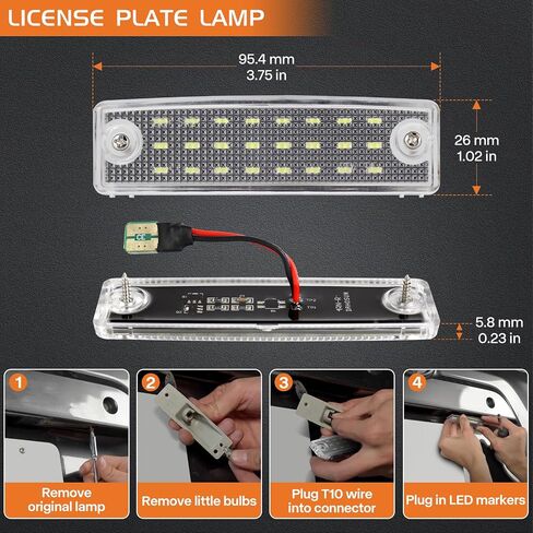 LED LED Plate Light Light Assembly Toyota 4Runner 1996-2024 لـ Toyota Sequoia 2008-2022 ، 6000k White ، حزمة من 2 مع ملحقات المسمار in Kuwait