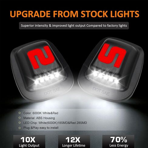 Bestview LED License Plate Lights Tag Lamp Assembly Red OLED Neon Tube for 1988-1999 Chevy GMC Silverado Sierra C/K Series 1500 2500 3500 Suburban Blazer S10 Tahoe Yukon Sonoma S15 Chrome housing in Saudi Arabia