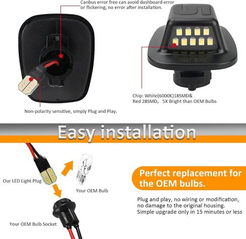 Bestview LED License Plate Lights Tag Lamp Assembly Red OLED Neon Tube for 1988-1999 Chevy GMC Silverado Sierra C/K Series 1500 2500 3500 Suburban Blazer S10 Tahoe Yukon Sonoma S15 Chrome housing in Saudi Arabia
