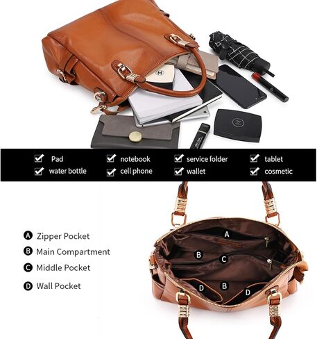 Kattee Elegant Leather Crossbody & Handbag Set – Stylish, Versatile, and RFID-Blocking Protection for Women(Brown) in Saudi Arabia