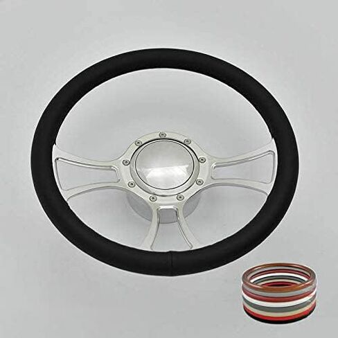 Flashpower 14'' Viral Billet Full Wrap 9 Bolts Steering Wheel with 2'' Dish and Horn Button (Black) in Saudi Arabia