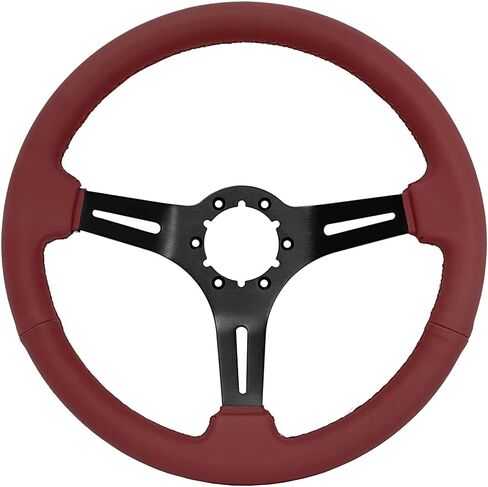 Leather Steering Wheel W/Slotted Black Spokes - Black For 1968-1982 C3 Corvette in Saudi Arabia