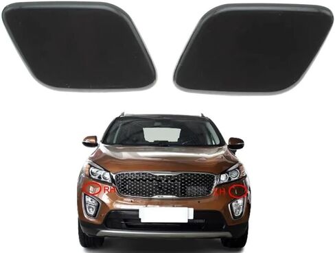 98681-C5000&98682-C5000 Front Right Left Bumper Headlight Headlamp Washer Nozzle Cap Cover for KIA Sorento 2015 2016 2017 2018(Black-Left) in Saudi Arabia