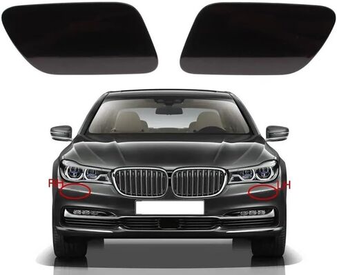 for BMW 7 Series G11 G12 2015 2016 2017 2018 2019 Headlight Washer Nozzle Cover Headlamp Water Spray Jet Cap 740i 740iX 750i(Black-RH) in Saudi Arabia