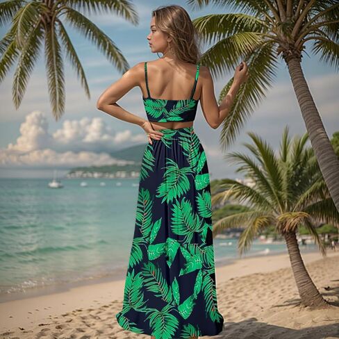 مجموعتين من مجموعات للنساء الصيف مثير مزدوج عالي الانقسام الفساتين Maxi تنورة مجموعة الشاطئ تغطية ملابس السباحة UPS in Kuwait