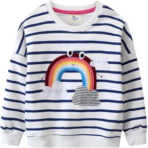 Girls Sweatshirts for Toddler Clothes Unicorn Crewneck Pullover Girl Top Long Sleeve Jumper fall for Kids 1-7 Years in Kuwait