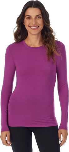 Cuddl Duds Womens Softwear with Stretch Long Sleeve Crew Neck Top (Navy,Medium) in Saudi Arabia
