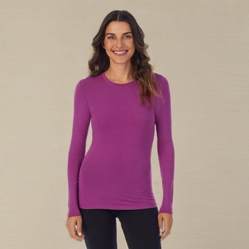 Cuddl Duds Womens Softwear with Stretch Long Sleeve Crew Neck Top (Navy,Medium) in Saudi Arabia