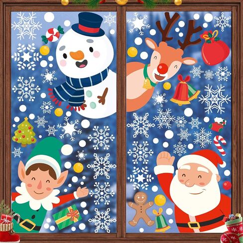 419PCS Christmas Window Stickers,Double Sided Snowflake Cling, Decorations for Glass and in Indoor,Gifts for Xmas Holiday Home Office Decor in Saudi Arabia