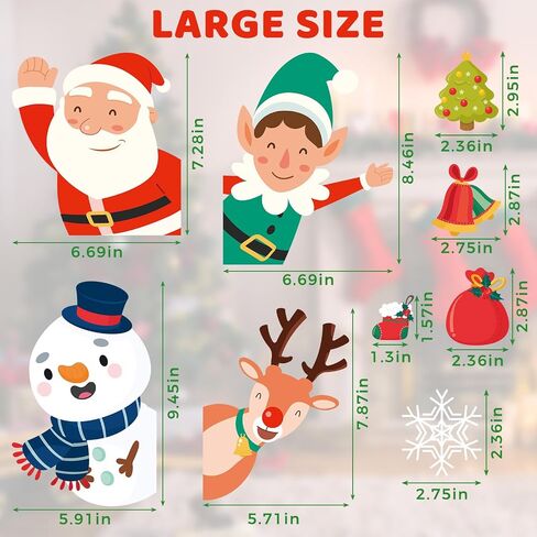 419PCS Christmas Window Stickers,Double Sided Snowflake Cling, Decorations for Glass and in Indoor,Gifts for Xmas Holiday Home Office Decor in Saudi Arabia